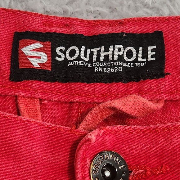 Southpole Jeans Mens 38X30 (Actual 38x28) Red Straight Cotton Y2K Flawed - Picture 5 of 14